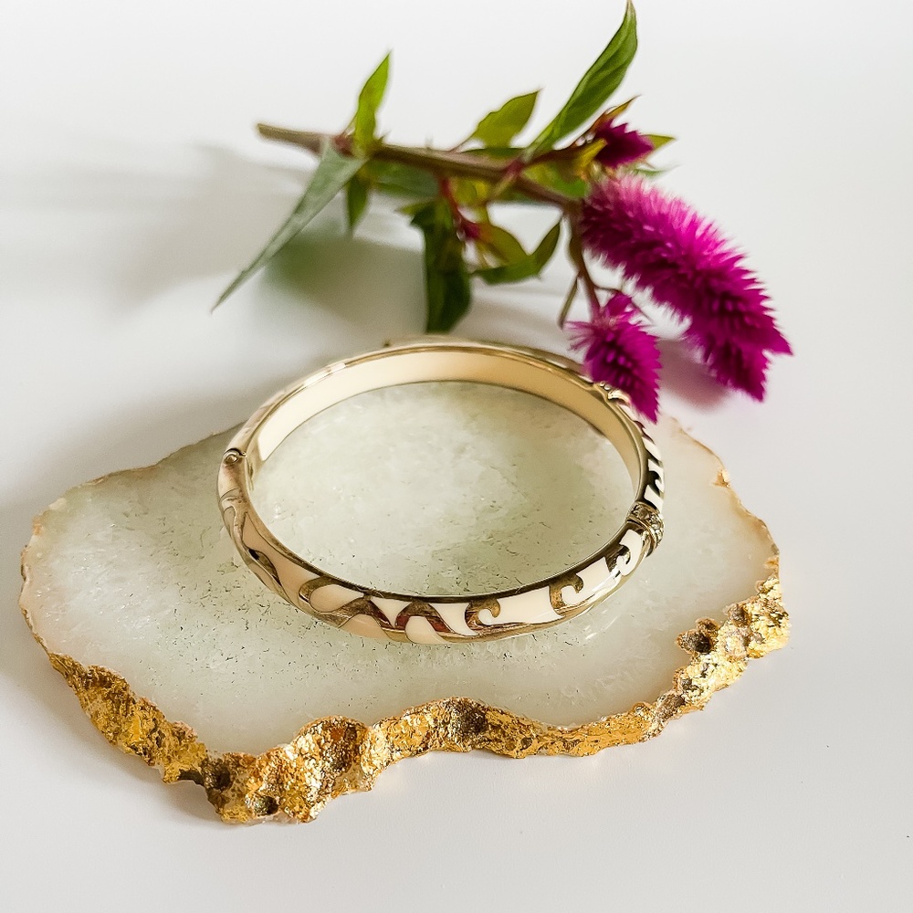 Preowned Angelique De Paris Vermeil Veranda Bracelet 18K Gold Plated White Tpz